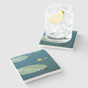 Stylisierte Gelbwasser-Lily-Blume Pflanze Steinuntersetzer