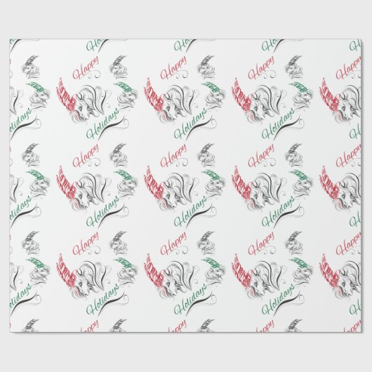 Stylisierte GOATS Happy Holidays Geschenkpapier (Flach)