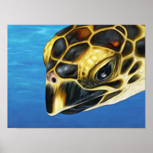 Stylisierte Hawksbill Sea Turtle Poster