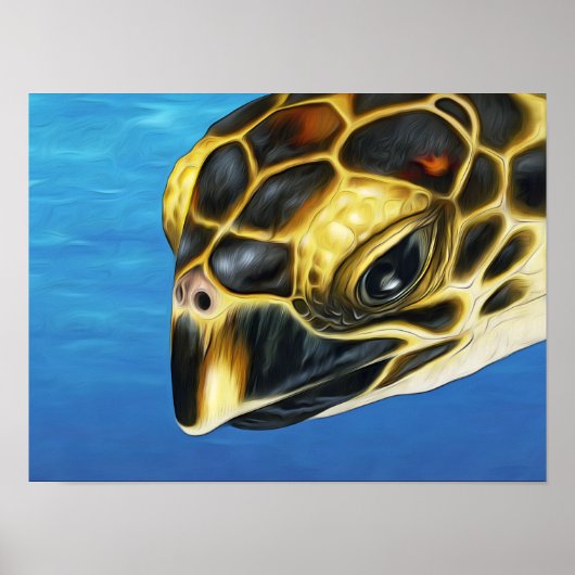 Stylisierte Hawksbill Sea Turtle Poster (Vorne)