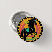 Stylisierte Illustration eines Schwarzen Pferdes Button (Vorne & Hinten)