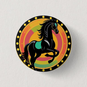 Stylisierte Illustration eines Schwarzen Pferdes Button