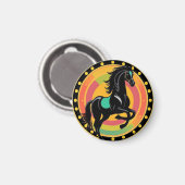 Stylisierte Illustration eines Schwarzen Pferdes Magnet (Vorderseite/Rückseite)
