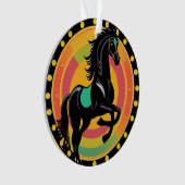 Stylisierte Illustration eines Schwarzen Pferdes Ornament (Vorderseite)
