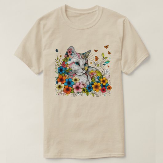 Stylisierte Illustration von Katzenschmetterlingen T-Shirt (Design vorne)