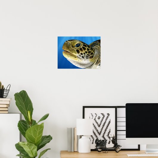 Stylisierte Juvenile Green Turtle Face Poster (Heimbüro)