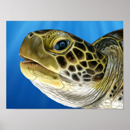 Stylisierte Juvenile Green Turtle Face Poster