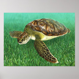Stylisierte Juvenile Green Turtle Poster