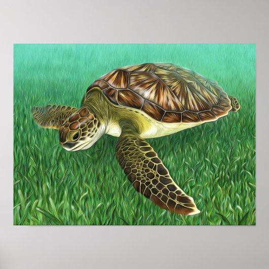 Stylisierte Juvenile Green Turtle Poster (Vorne)