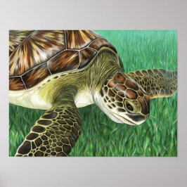 Stylisierte Juvenile Green Turtle Poster