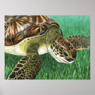 Stylisierte Juvenile Green Turtle Poster