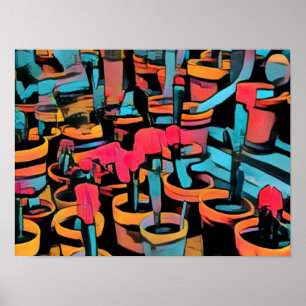 Stylisierte Kaktus A3 Cool Poster