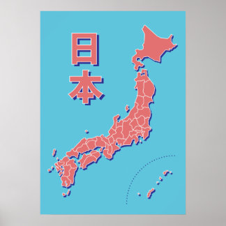 Stylisierte Karte Japans Poster