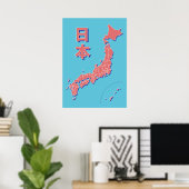 Stylisierte Karte Japans Poster (Heimbüro)