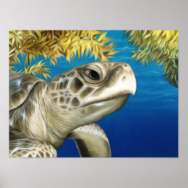 Stylisierte Kemps Ridley Sea Turtle Poster