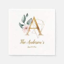 Stylisierte Letter A Floral Wedding Napkins Serviette