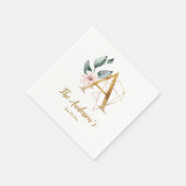 Stylisierte Letter A Floral Wedding Napkins Serviette (Ecke)