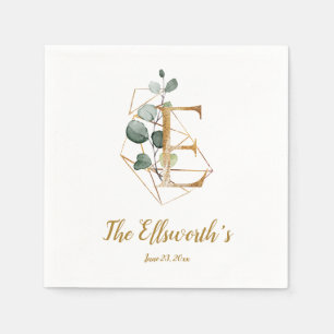 Stylisierte Letter E Floral Wedding Napkins Serviette