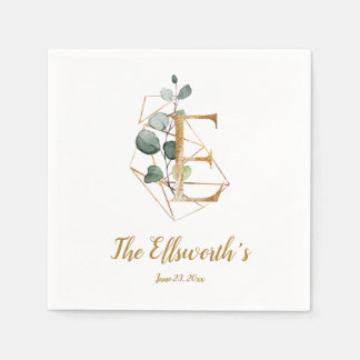 Stylisierte Letter E Floral Wedding Napkins Serviette