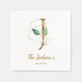 Stylisierte Letter J Floral Wedding Napkins Serviette