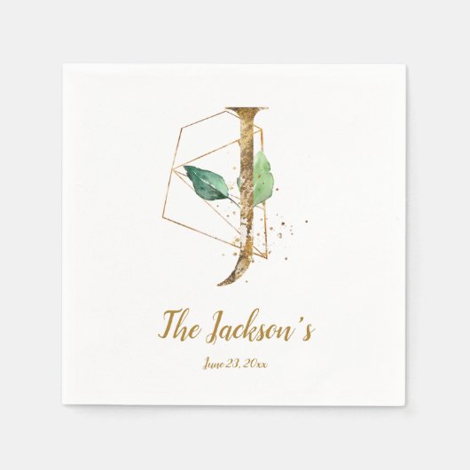 Stylisierte Letter J Floral Wedding Napkins Serviette (Vorderseite)