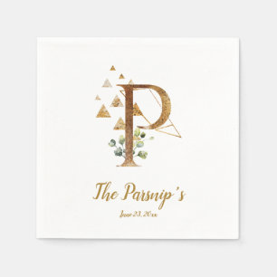 Stylisierte Letter P Floral Wedding Napkins Serviette