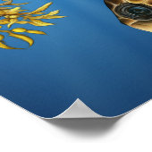 Stylisierte Loggerhead-Meeresschildkröte mit Sarga Poster (Ecke)