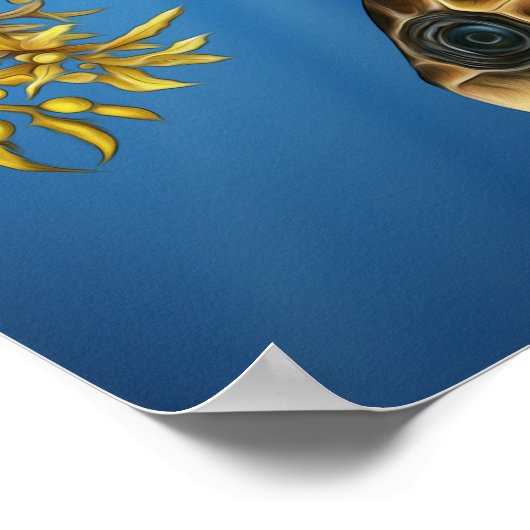 Stylisierte Loggerhead-Meeresschildkröte mit Sarga Poster (Ecke)