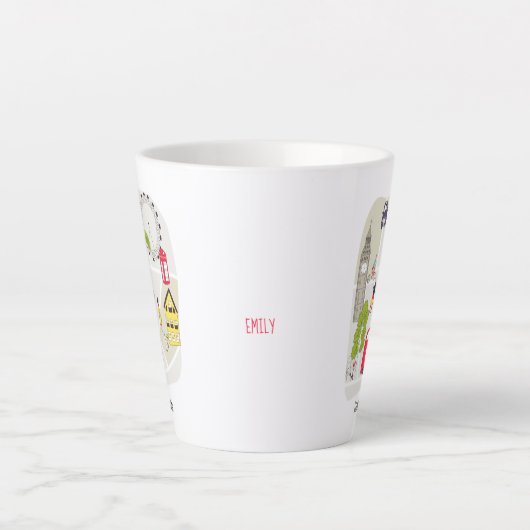 Stylisierte Map London England Sehenswürdigkeiten  Milchtasse (Vorderseite)