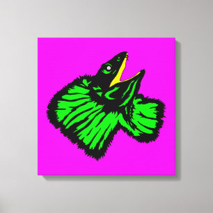 Stylisierte Neon Green Frilled Nackenechard Leinwanddruck