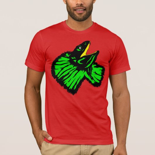 Stylisierte Neon Green Frilled Nackenechard T-Shirt (Vorderseite)