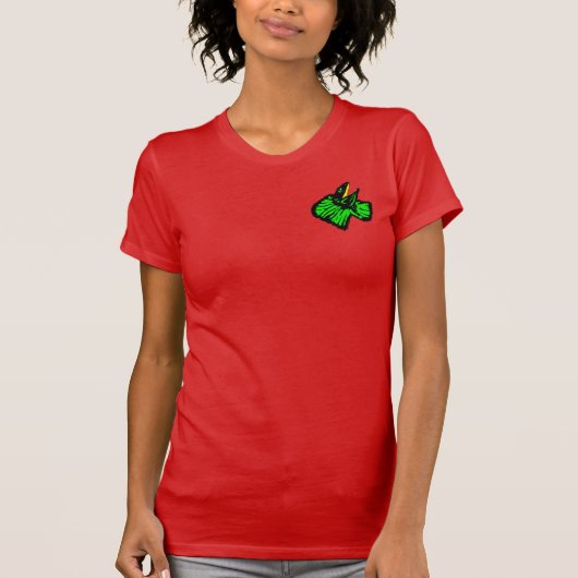 Stylisierte Neon Green Frilled Nackenechard T-Shirt (Vorderseite)