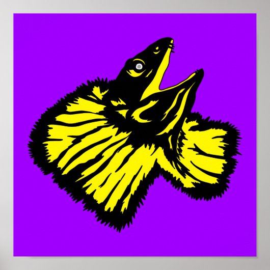 Stylisierte Neon Yellow Frilled Nackenechard Poster (Vorne)