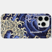 Stylisierte Ocean Wave Navy Blue und Ivory Case-Mate iPhone Hülle (Rückseite (Horizontal))