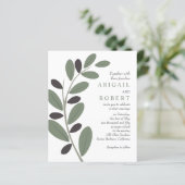 Stylisierte Olivenzweig QR Code Hochzeitseinladung (Stehend Vorderseite)