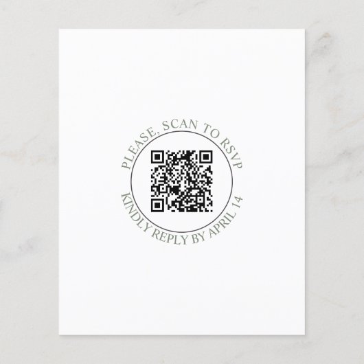 Stylisierte Olivenzweig QR Code Hochzeitseinladung (Rückseite)