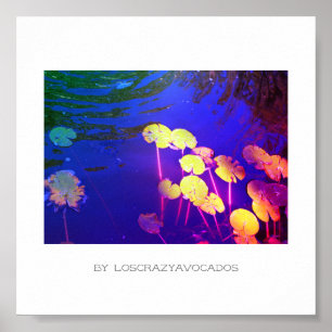 Stylisierte Pink Water Lily Blume Pflanze Poster