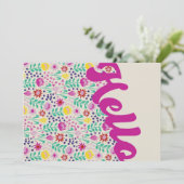 Stylisierte Protea Floral Millefleur Hallo Gruß (Stehend Vorderseite)
