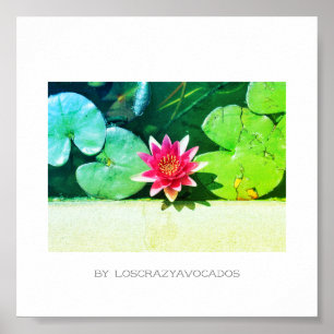 Stylisierte Red Green Water Lily Blume Pflanze Pos Poster