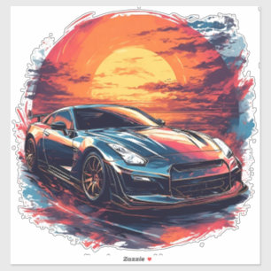 Stylisierte Rennsportwagen Aufkleber