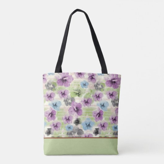 Stylisierte Retro-Floral-Tote-Tasche Tasche (Rückseite)