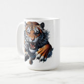 Stylisierte Roaring Tiger Illustration Kaffeetasse (Vorderseite Links)