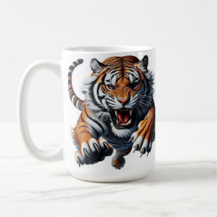 Stylisierte Roaring Tiger Illustration Kaffeetasse