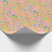 stylisierte rosa Sterne Muster blauer Ständer Geschenkpapier (Ecke)