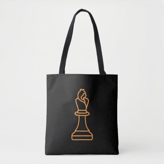 Stylisierte Schachkönigin-Illustration über Schwar Tasche (Vorderseite)