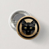 Stylisierte Schwarze Katze-Illustration Button (Vorne & Hinten)
