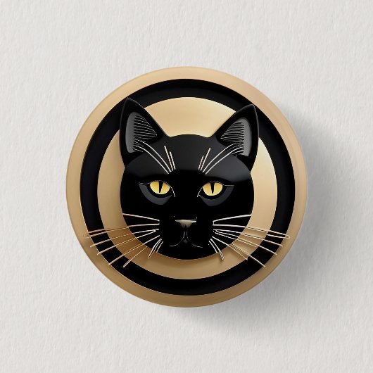Stylisierte Schwarze Katze-Illustration Button (Vorderseite)