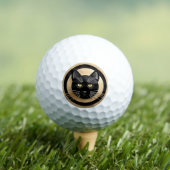 Stylisierte Schwarze Katze-Illustration Golfball (Insitu T-Shirt)