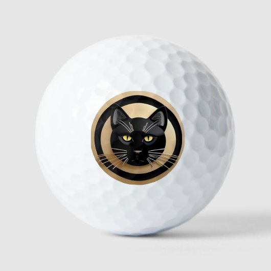 Stylisierte Schwarze Katze-Illustration Golfball (Vorderseite)