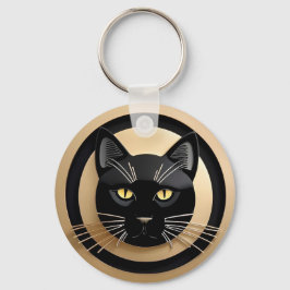 Stylisierte Schwarze Katze-Illustration Schlüsselanhänger